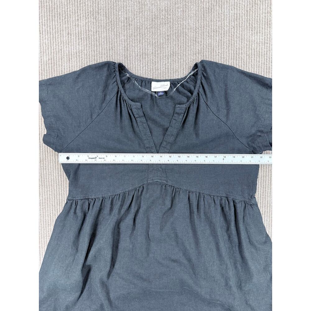 Universal Thread Black Linen Blend Split Neck Babydoll Tunic Blouse XL - Picture 7 of 9